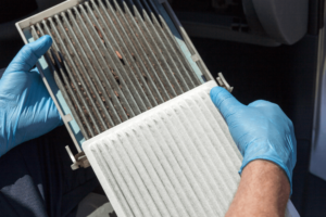 Prepare for Winter: The Importance of Cabin Air Filter Replacement. Side-by-side comparison of a dirty and clean cabin air filter.