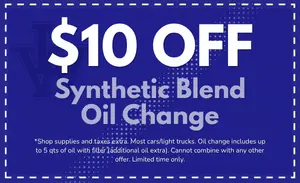 $10 OFF Synthetic Blend Oil Change